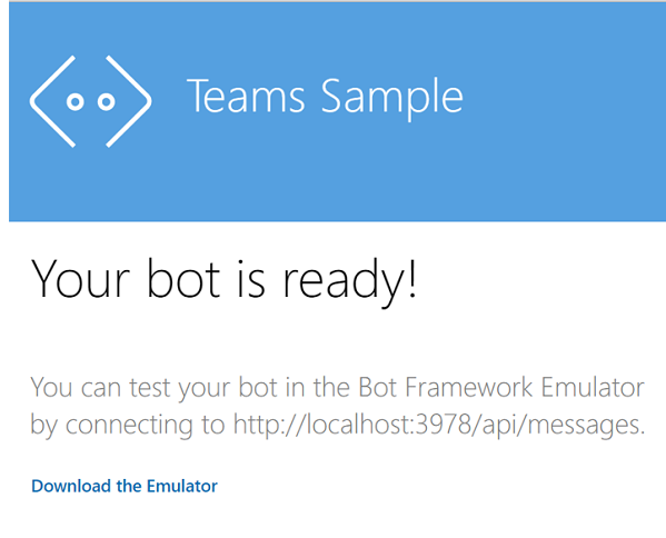 A captura de ecrã da página Web que apresenta O bot está pronto.