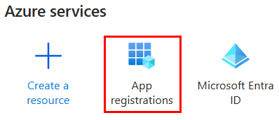 Captura de ecrã a mostrar os serviços de Azure para selecionar Registros de aplicativo.