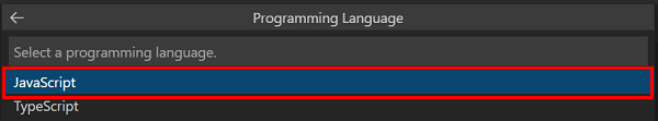 A captura de ecrã mostra a opção para selecionar a linguagem de programação.