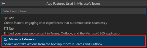 Captura de ecrã a mostrar a opção de extensão de mensagem no Toolkit de Agentes.