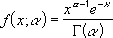Captura de ecrã a mostrar a equação de densidade de probabilidade gama padrão.