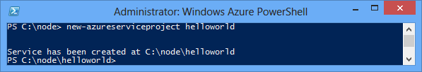 O resultado do comando New-AzureService helloworld