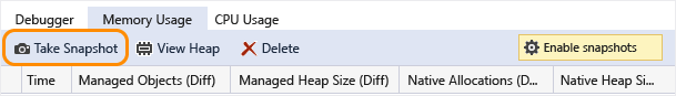 DBGDIAG_MEM_MixedToolbar_TakeSnapshot Take snapshot