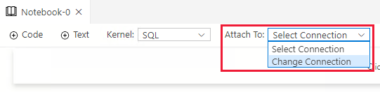 Captura de tela da conexão de alteração do Bloco de Anotações SQL do Visual Studio Code.