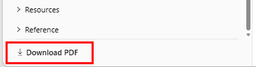Captura de tela mostrando a opção de baixar conteúdo como um PDF.