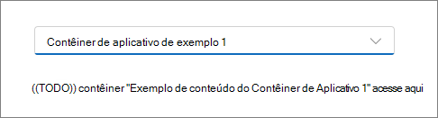 Captura de tela do aplicativo React após selecionar um Contêiner.
