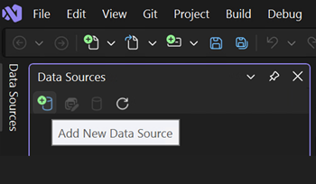 Captura de tela que mostra o botão Adicionar Nova Fonte de Dados.