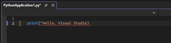 Captura de tela que mostra a coloração da sintaxe do IntelliSense e o realce de erros no editor do Visual Studio.