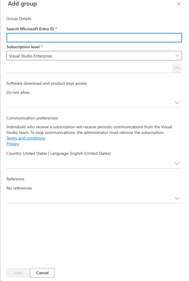 Escolha seu grupo do Microsoft Entra