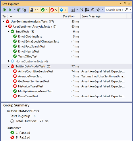 Gerenciador de Testes do Visual Studio 16.2
