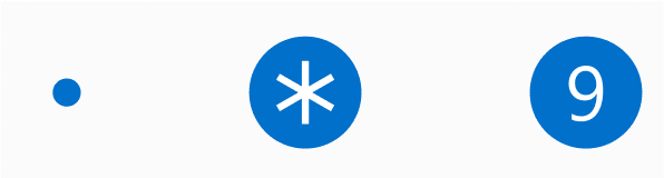 InfoBadges de ponto, ícone e numérico
