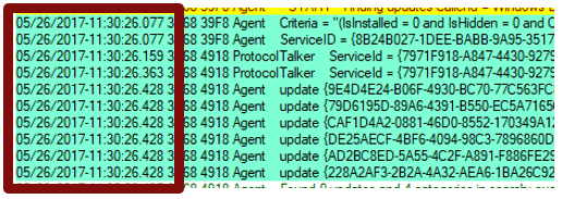 Carimbos de data/hora do Windows Update.