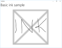 Captura de tela do InkCanvas mostrando traços de tinta.