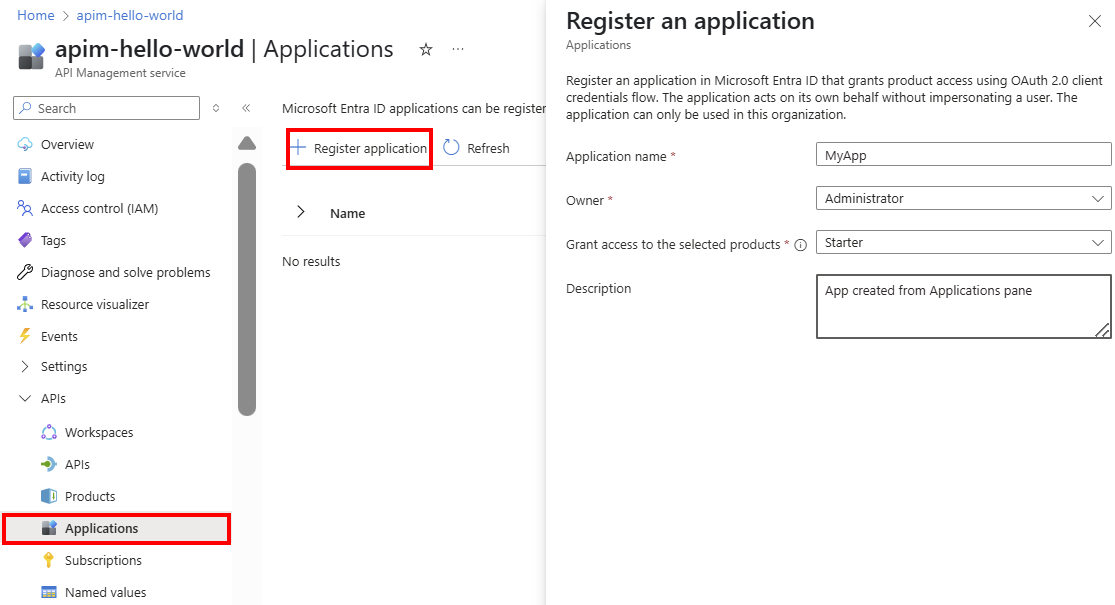 Captura de tela das configurações do aplicativo no portal.
