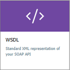 A captura de ecrã mostra o mosaico WSDL para importar a sua API SOAP.