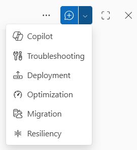 Captura de ecrã do controlo de seleção Azure agente do Copilot no portal Azure.