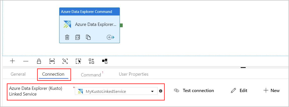 Guia Conexão de Atividade de Comando do Azure Data Explorer.