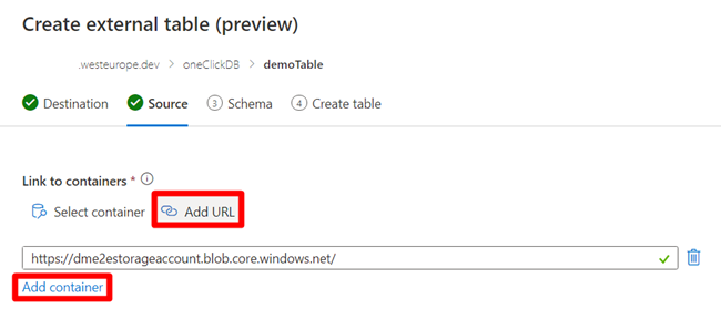 Captura de ecrã do botão adicionar URL.