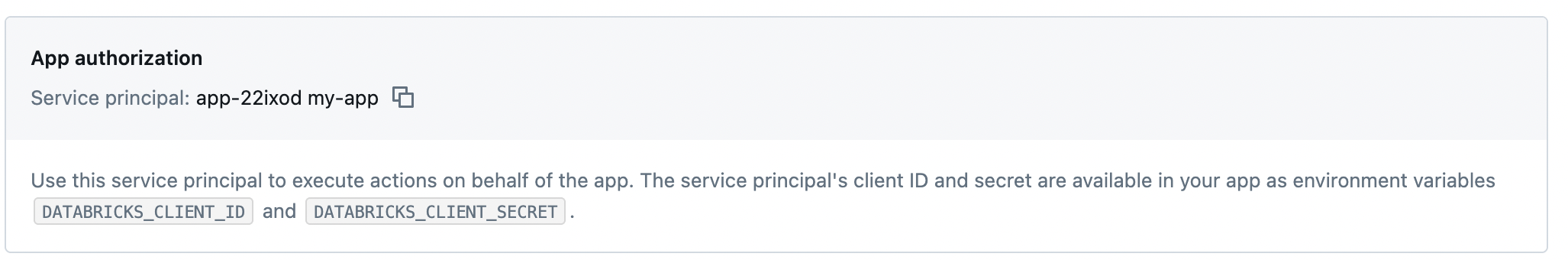 Ver principal de serviço na aplicação Databricks