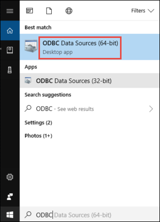 Iniciar o aplicativo Fontes de Dados ODBC
