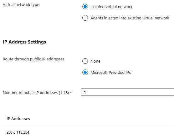 Captura de ecrã das definições do endereço IP.