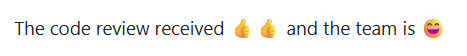 Captura de tela da exibição publicada de emojis em um comentário de pull request.