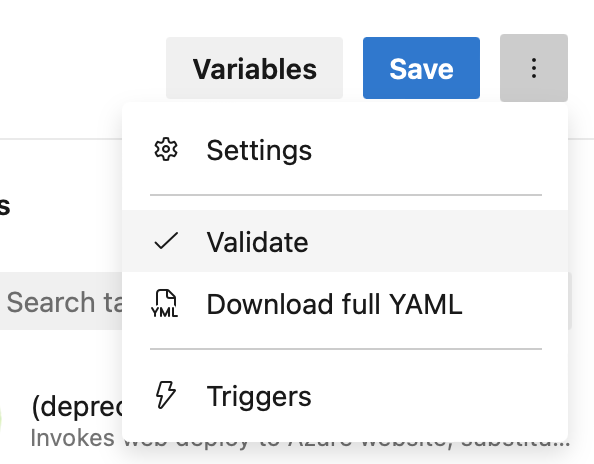 Captura de ecrã da validação de YAML.