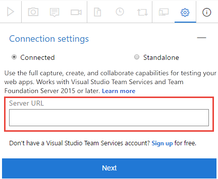 Captura de ecrã a mostrar a introdução do URL Azure DevOps a que quer ligar-se.