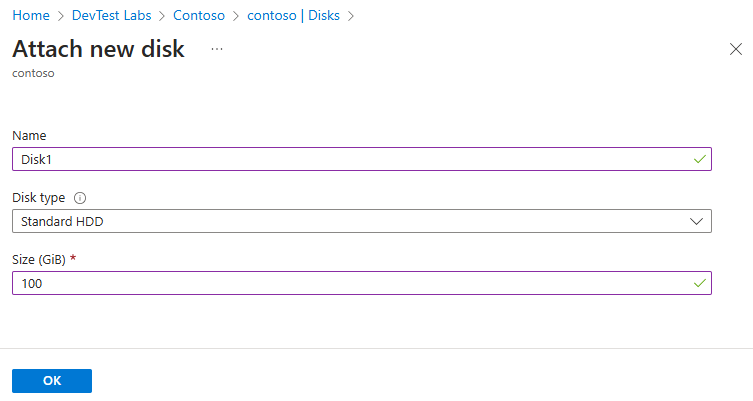 Captura de ecrã do formulário Anexar novo disco.
