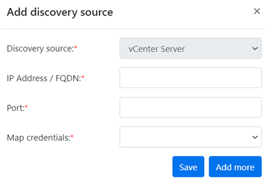 Captura de tela que permite adicionar mais detalhes do vCenter Server.