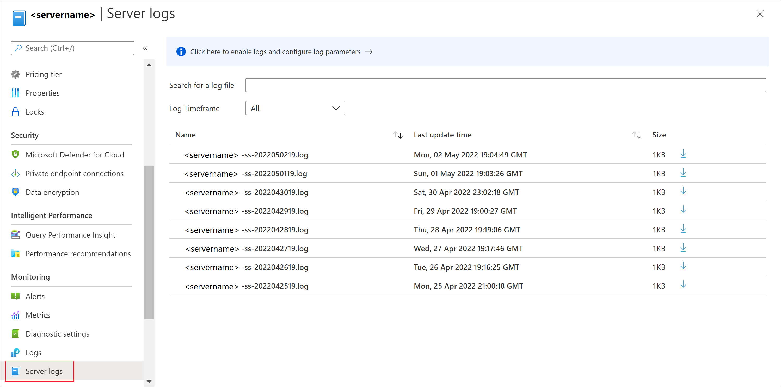 Captura de ecrã da Base de Dados do Azure para Servidor Flexível MySQL a recuperar dados dos registos.