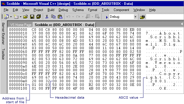Screenshot do Editor binário.