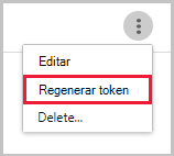 Captura de ecrã das definições do SIEM para regenerar o token do agente.