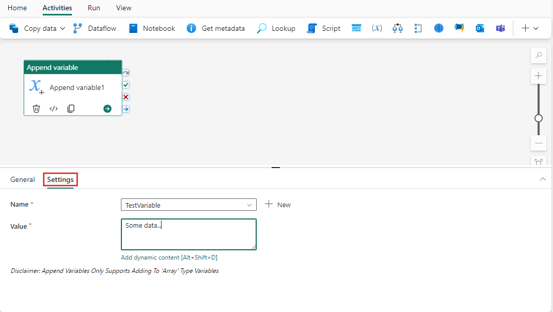 Captura de tela mostrando as configurações da atividade 