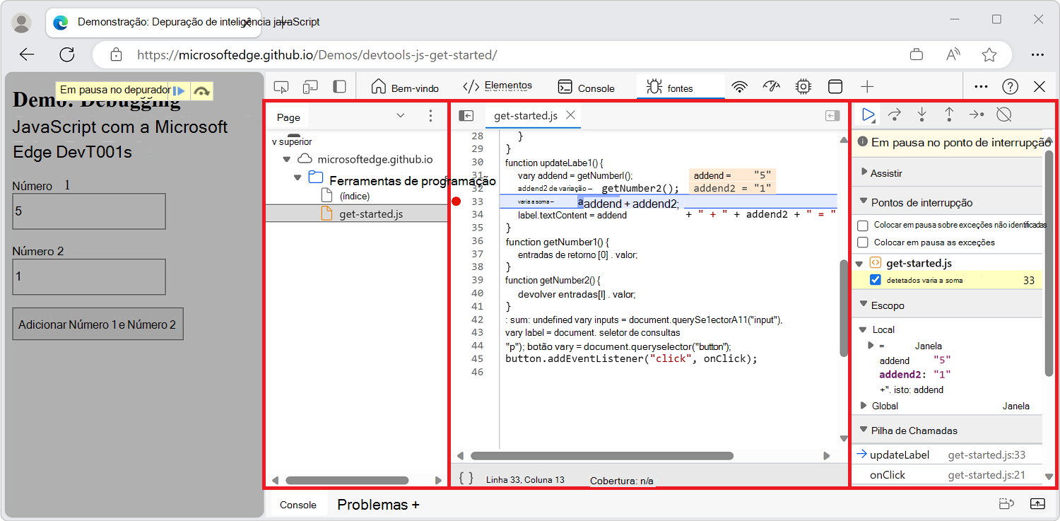 Navegar, ver, editar e depurar JavaScript devolvido pelo servidor