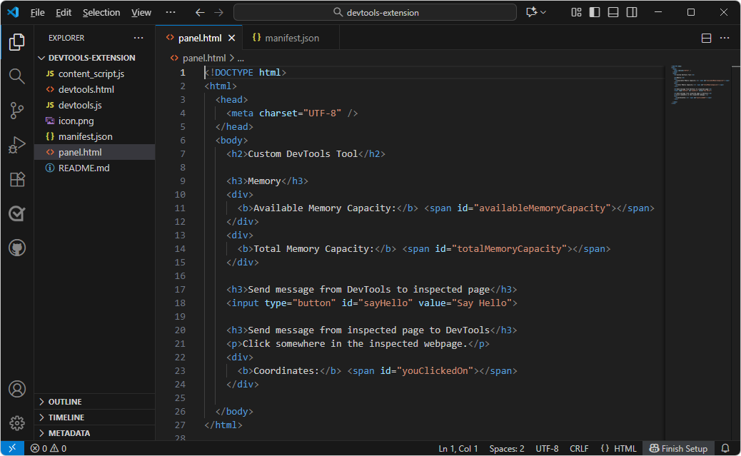 pasta /devtools-extension/ no Visual Studio Code