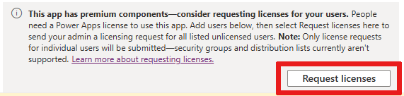 Solicite licenças de Power Apps para os seus utilizadores.