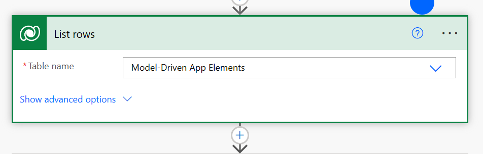 Listar linhas de tabela do Dataverse de uma aplicação condicionada por modelo utilizando um fluxo