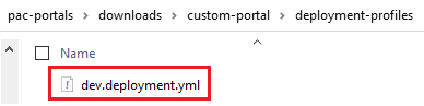 YAML do perfil de implementação para desenvolvimento