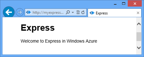 Um navegador da Web exibindo Bem-vindo ao Express no Azure