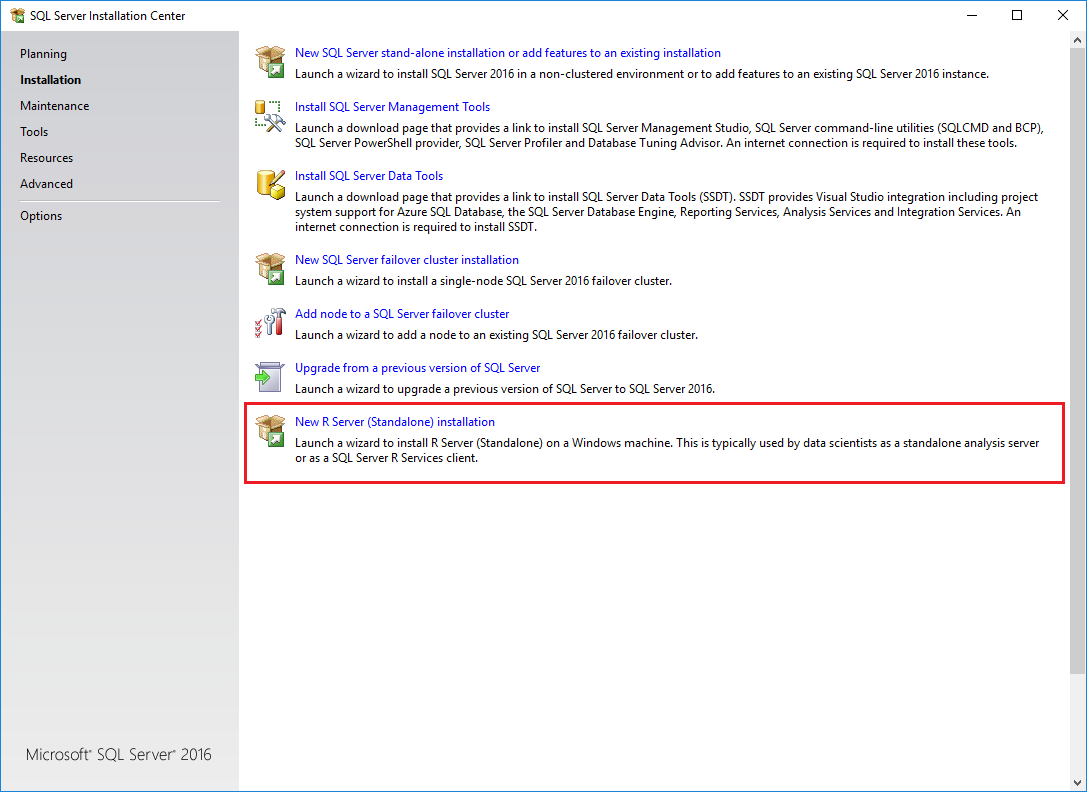 Iniciar configuração do R Server Standalone