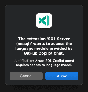Captura de ecrã do marcador para a notificação de acesso ao Copilot.