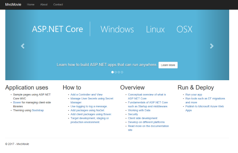 ASP.NET página da Web Core, executada a partir do localhost em um contêiner