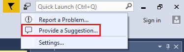 Fornecer um menu de Sugestões no Visual Studio