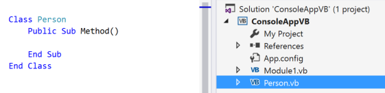 Captura de ecrã do resultado Inline Visual Basic.