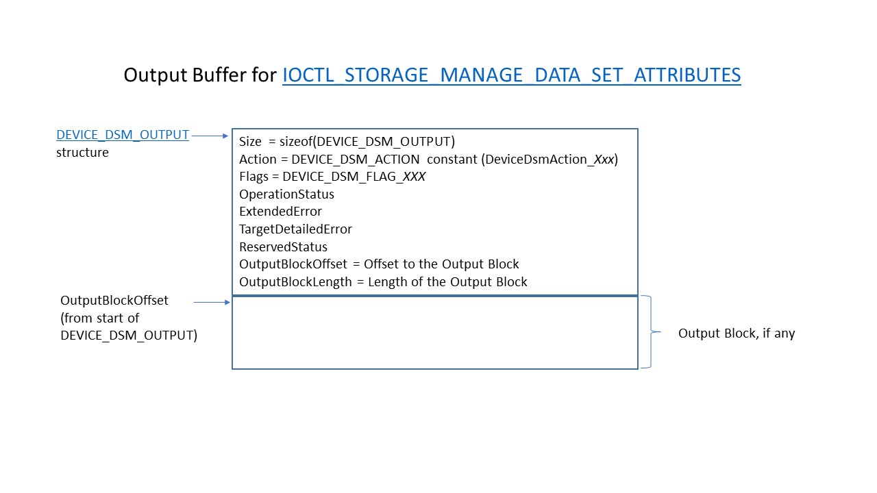 Buffer de saída do IOCTL do DSM.