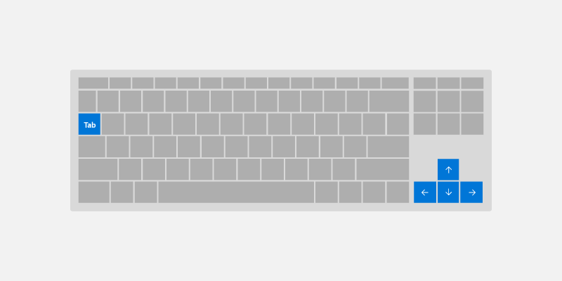 tecla Tab e teclas de seta