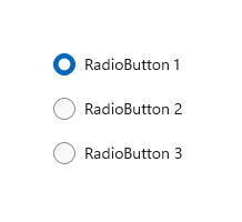 Exemplo de um grupo de botões de rádio, com um botão selecionado
