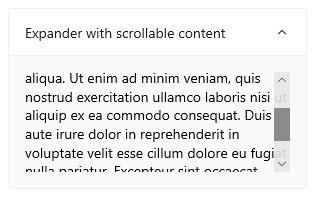 Um expansor com texto rolável como seu conteúdo