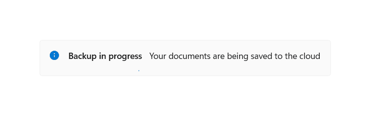 Um exemplo de uma barra de informações em seu estado padrão com uma barra de progresso indeterminado